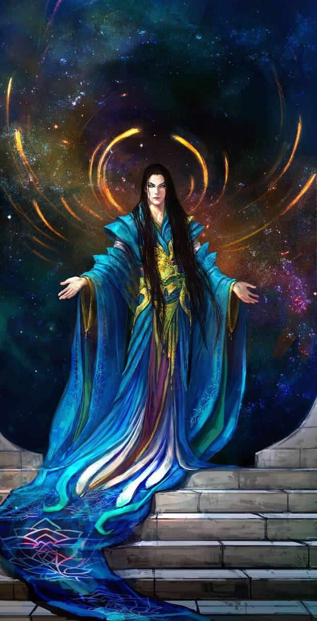 El Señor de los Anillos - Razas: Orígenes y leyendas: Eru Ilúvatar en una representación comportida por Morcanta (Pinterest)