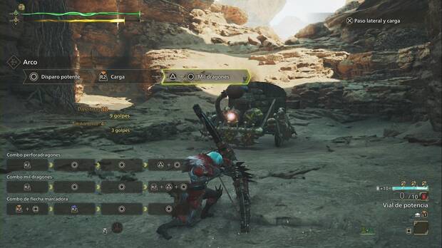 Monster Hunter Wilds - Interfaz de uso del arco