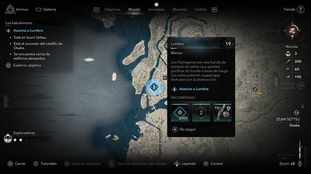 Assassin's Creed Shadows - Localización del objetivo Lumbre de la organización Los kabukimono