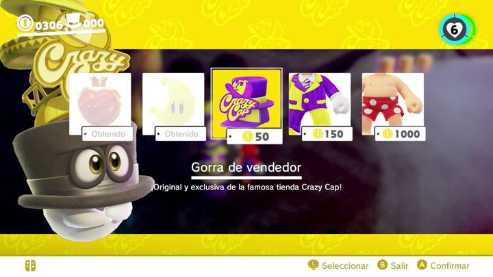 Gorra de vendedor Super Mario Odyssey