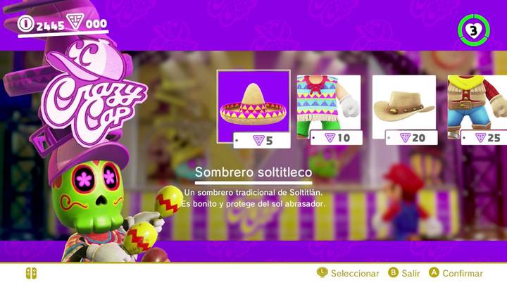Sombrero soltitleco Super Mario Odyssey