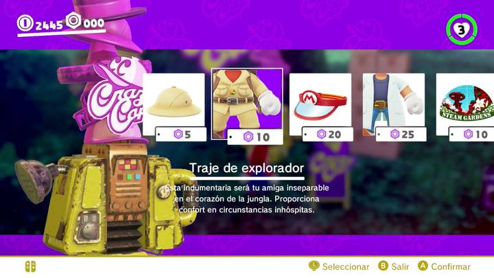 Traje de explorador Mario Odyssey
