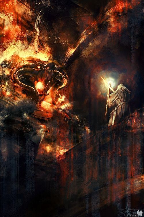 El Señor de los Anillos - Razas: Orígenes y leyendas: Gandalf se enfrenta al Balrog de Moria